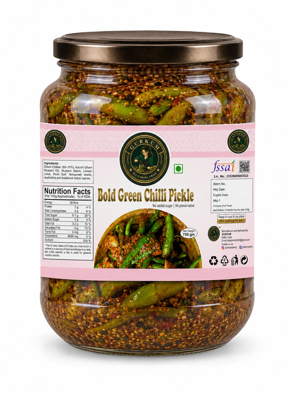 Gurkum Bold Green Chilli Pickle